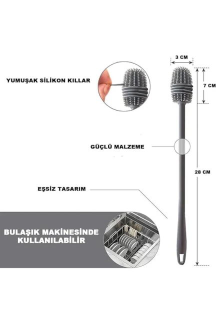 Biberon Fırçası Temizlik Fırçası Silikon Fırça Şişe Temizleme Matara Temizleme Fırçası