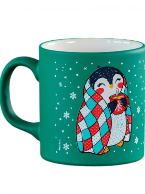 Yeşil Renkli Penguen Figürlü Kupa