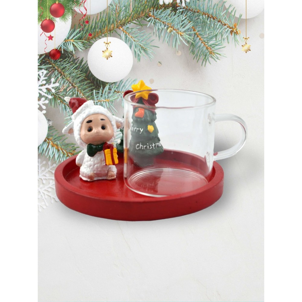 Kuzu Detaylı Dekoratif Yılbaşı Fincanı Hediyelik Kahve Fincanı