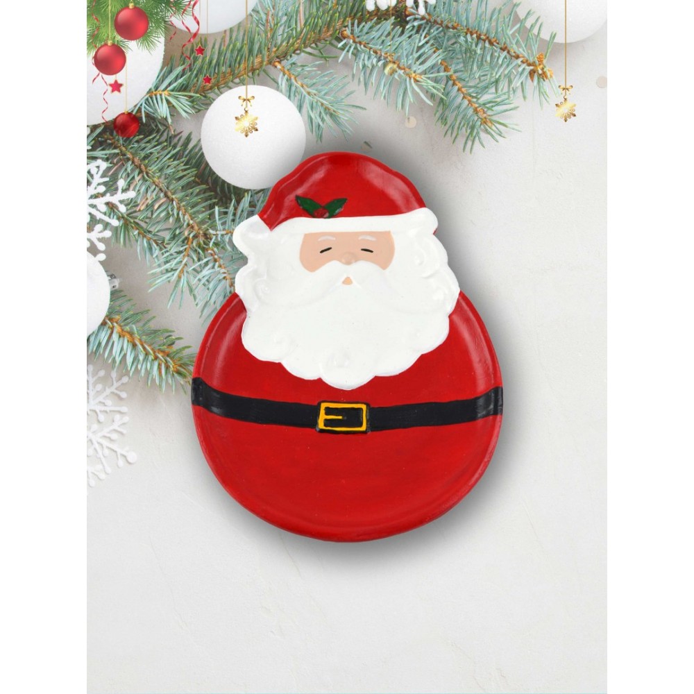 Noel Baba Model El Yapımı Yılbaşı Tabağı