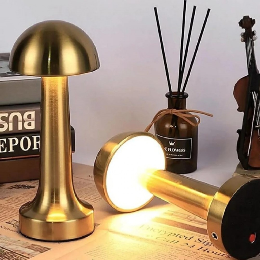 Mantar Model Retro Masa Lambası Gold Altın Renkli Dimmerli Şarjlı Dekoratif Dokunmatik Masa Lambası Mantar Model Retro Masa Lambası Gold Altın Renkli Dimmerli Şarjlı Dekoratif Dokunmatik Masa Lambası