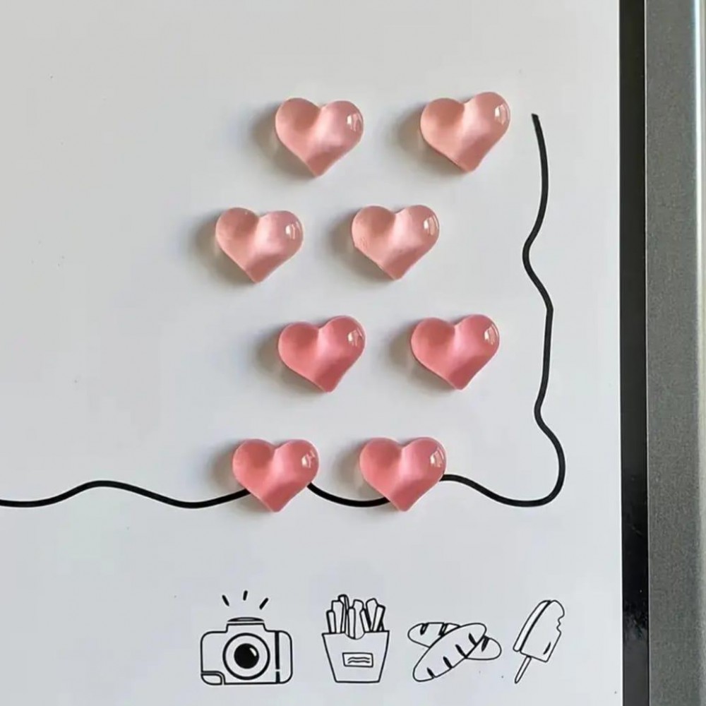 5 Adet Pembe Kalp Buzdolabı Magneti Mıknatıslı Fotoğraf Tutucu Magnet