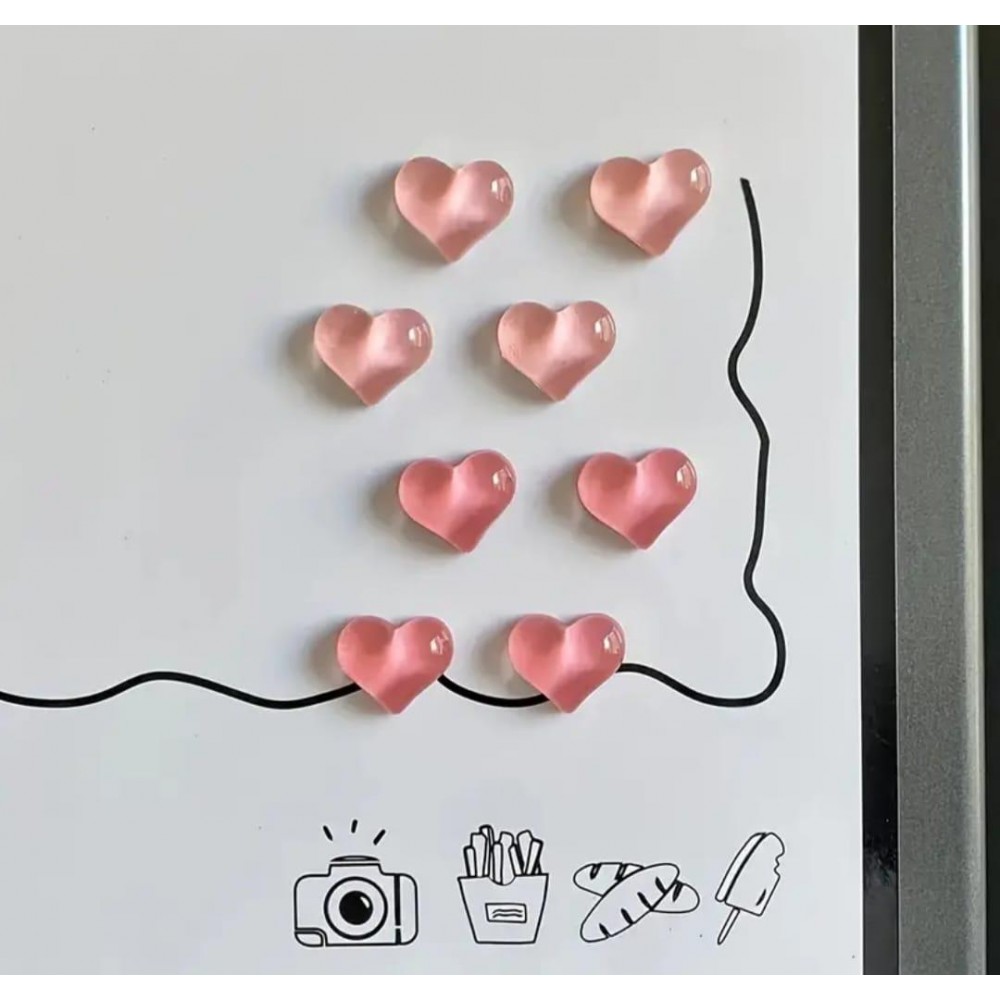 5 Adet Pembe Kalp Buzdolabı Magneti Mıknatıslı Fotoğraf Tutucu Magnet