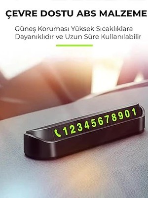 Fosforlu Açılır Kapanır Numaratör Ön Torpido Üstü Araba Telefon Numarası Göstergesi